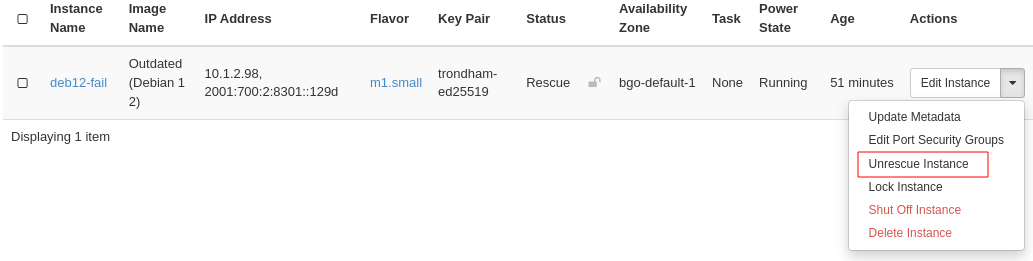 Unrescue Instance